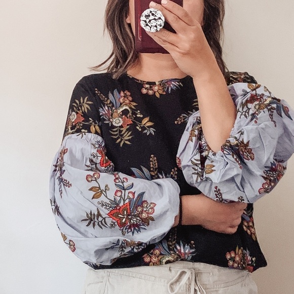 LOFT▪️Dolman‎ Bubble Sleeve Floral Top. XS - Picture 4 of 10